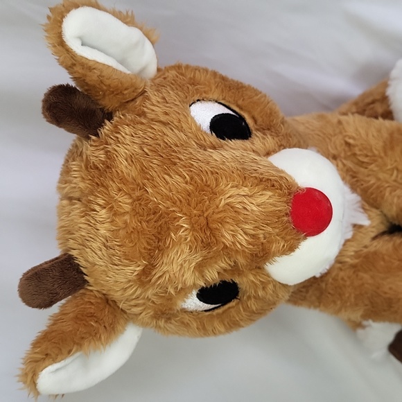 Rudolph the Red nosed Reindeer plush 11" fabric eyes fuzzy nose KOHLS Cares - Picture 3 of 10